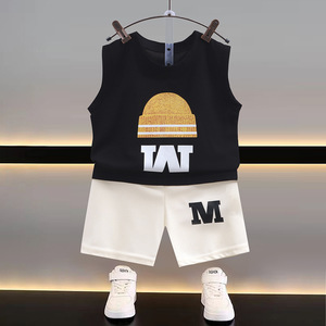Conjunto de Verano para Niños, Camiseta sin Mangas y Pantalones Cortos, Conjunto de Dos Piezas de Ropa Infantil, Delgada, Venta al por Mayor - Product Image 2