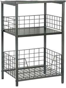 Estante de Almacenamiento Industrial de Metal con Cestas de Alambre, de Dos Niveles, Tipo Vertical, para Utensilios de Cocina, Diseño Duradero y No Plegable - Product Image 2