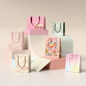 Bolsas de Regalo de Papel Rosa Biodegradables Personalizadas con Asas para Cosméticos, Perfumes y Negocios - Product Image 3