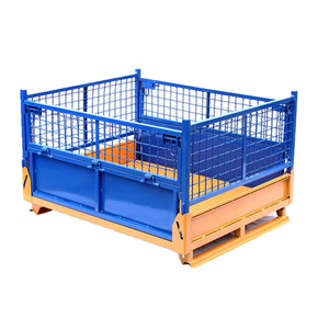 Wire Mesh Metal Galvanized Stackable <strong>Pallet</strong> <strong>Storage</strong> <strong>Container</strong> Wire Mesh <strong>Container</strong> Stackable Metal Warehouse <strong>Storage</strong> Cage - Product Image 1