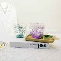 Tasse en verre à Double paroi en Borosilicate, cadeau créatif avec Paillette et poignée en verre