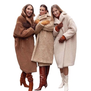 Manteau <span class=keywords><strong>long</strong></span> ample pour <span class=keywords><strong>femme</strong></span> en fausse fourrure avec laine d'agneau, style <span class=keywords><strong>trench</strong></span>, simple boutonnage, collection automne/hiver - Product Image 5