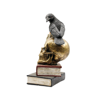 Figurine en résine hibou doré gothique Halloween style livre de sorts animalier, style sculpture sur bois, décoration intérieure sculptée, OEM ODM Vente en gros