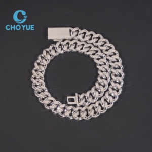 ลดราคาพิเศษ สร้อยคอเงินแท้ S925 ขนาด 18 มม. แบบ Cuban Link 4 แถว ประดับเพชรโมอิสซาไนต์ สไตล์ฮิปฮอป เครื่องประดับคุณภาพสูง สร้อยคอผู้ชาย ผ่านการทดสอบเพชร GRA - Product Image 2