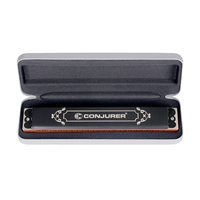 Harmonica trémolo rouge-noir à 24 trous CONJURER avec matériau en acier inoxydable et boîtier en plastique exquis
