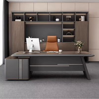 Ensemble bureau et classeur de patron haut de gamme moderne, grand mobilier modulaire en bois de luxe léger pour la maison ou le poste de travail