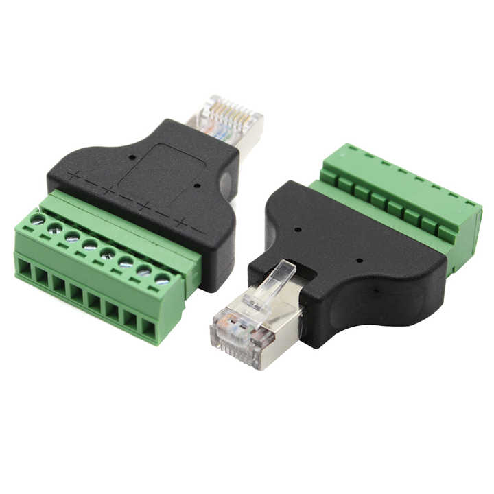 RJ45 To Screw Terminal Block 8P Connector Ethernet RJ45 Male to 8 Pin ...
