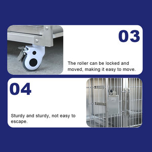 Grande <span class=keywords><strong>cage</strong></span> pour animaux en acier inoxydable Cages pour animaux en acier 304 pour chiens Cliniques vétérinaires Combinaisons d'accueil Hôpitaux pour animaux