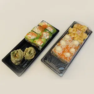 Cajas de plástico desechables personalizadas para embalaje de Sushi, contenedores de comida, bandeja