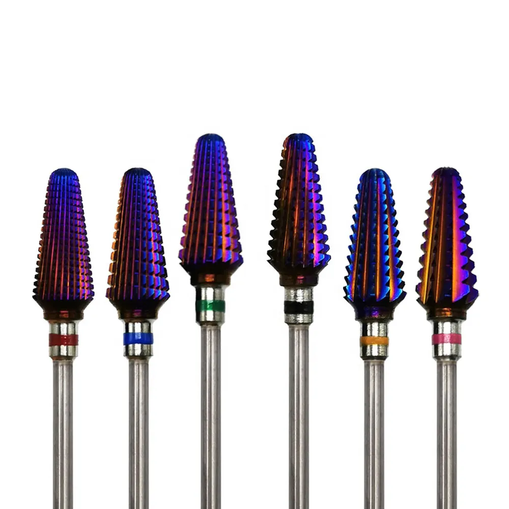2022 Newest Tornado Purple Coating 6 in 1 Tungsten Carbide Milling Cutter Rotary Burrs Nail Drill Filing Bits Electric
