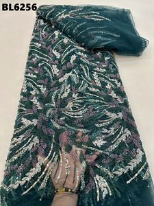 2024 europeo moda blu tessuto pesante con perline e paillettes abito da sposa abito da sera maglia di Tulle lussuoso pizzo con perline - Product Image 2