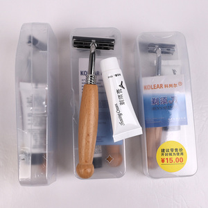 Máquina <span class=keywords><strong>de</strong></span> <span class=keywords><strong>afeitar</strong></span> eléctrica súper económica con cabezal móvil, cuchillas dobles desechables <span class=keywords><strong>de</strong></span> acero inoxidable y mango <span class=keywords><strong>de</strong></span> madera - Product Image 4