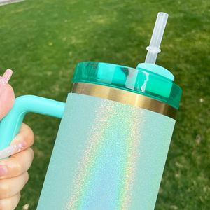 40oz Large Capacity Outdoor Travel Mugs Cup Vacuum Insulate Shimmer H2.0 Gold Plated Tumbler for Laser Sublimation - Product Image 3