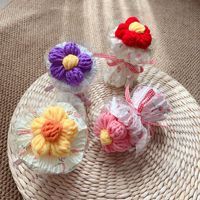 Buket buah bunga kecil buket saku Mini lucu kepangan tangan wol bunga kreatif Apple stroberi oranye buket