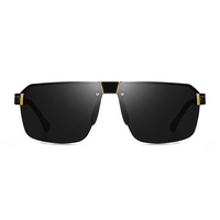 Lunettes de soleil polarisées pour hommes, monture en métal tendance, lunettes carrées pour le cyclisme, la conduite, les voyages et les sports