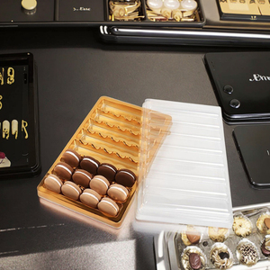 Hot Bán Tùy Chỉnh Dùng Một Lần <span class=keywords><strong>Macaron</strong></span> Hộp Rõ Ràng Khay Nhựa Cookie Và Donut Bao Bì 6 <span class=keywords><strong>Macaron</strong></span> Hộp Vỉ - Product Image 1