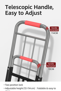 Camion à main pliable robuste 100kg de charge cadre en acier renforcé, roues en caoutchouc solide, chariot utilitaire pliable industriel - Product Image 5