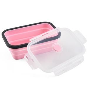 Silicone Foldable Lunch Box Set of 4 Pieces Food Container <b>Microwave</b> Oven Reusable Collapsible Food Storage Containers - Product Image 3