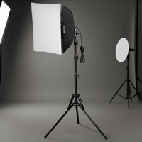 Kit Pencahayaan Softbox Plastik 16 X 16 Inci yang Dapat Disesuaikan 3000-6500K Bertenaga AC untuk Pemotretan Fotografi
