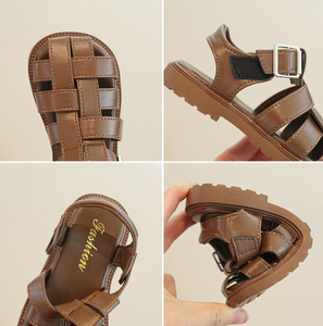 รองเท้าเด็กฤดูร้อนใหม่ เด็กชาย เด็กหญิง หนัง PU รองเท้าแตะสานมือ - Product Image 5