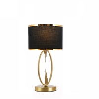Lampu Meja Samping Tempat Tidur Lampu Hias Rumah Lampu Meja Kain Hitam Modern Mewah