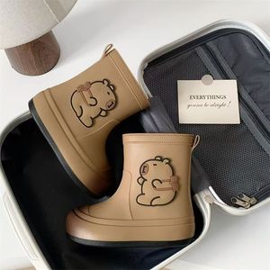 Botas de Lluvia para Niños Capibara, Altura Media, Antideslizantes, Aislantes, para Uso Escolar, Resistentes al Agua, con Cierre de Botones - Product Image 2