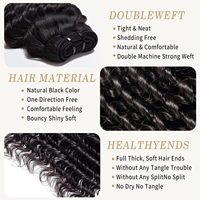 Extensions de cheveux humains vierges 100% naturels, ondulés profonds, 15A, provenant d'un seul donneur, tissage à double trame, en vrac, peuvent être permanentées, pour femmes noires