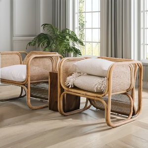 Juego de Sillas de Jardín, Balcón o Patio de Estilo Moderno y Sencillo, con Reposabrazos de Madera, Mimbre/Ratán, Plegables - Product Image 2
