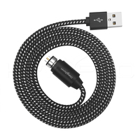 Cable de Alimentación Magnético Macho Redondo de Aluminio HYTEPRO M565, Cable USB Trenzado Recto de 2 Pines y 10 mm de Diámetro, Carga Rápida de 5-24 V 6 A