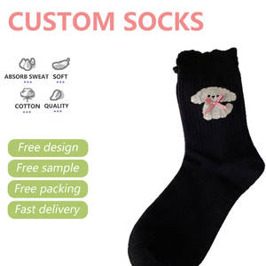 Calcetines de mujer personalizados de alta calidad <span class=keywords><strong>Cute</strong></span> Puppy Bow Wave Edge para verano para uso diario - Product Image 2