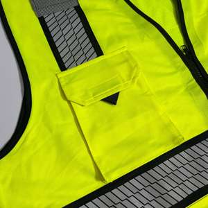 Chaleco de Seguridad Reflectante Personalizable con Múltiples Bolsillos, Alta Visibilidad ANSI Clase 2, Amarillo, 100% Poliéster Malla, Logotipo Personalizado, Cierre de Cremallera - Product Image 4