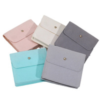 Pochette à bijoux magnétique en microfibre avec bouton doré, sac de rangement 3D en velours pour bijoux, emballage de bijoux à rabat, vente en gros
