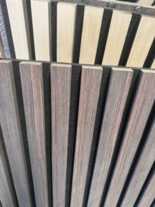 Paneles de Pared Acústicos de Listones de Madera, Chapa de Madera Natural, Paneles Decorativos Absorbentes de Sonido <span class=keywords><strong>para</strong></span> <span class=keywords><strong>Paredes</strong></span> <span class=keywords><strong>Interiores</strong></span> - Product Image 4