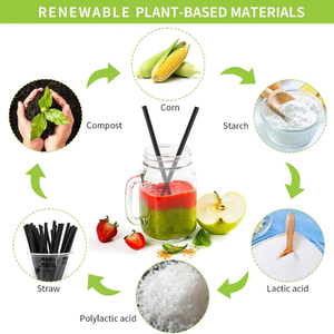 2025 Logo personalizzato 100% componibile usa e getta PLA cannucce nere eco-friendly con amido di mais per feste e campeggio - Product Image 5
