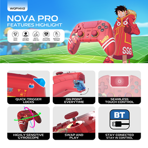 Fantech WGP14v2 Monkey D.Luffy - Joysticks de Juego con Cable e Inalámbricos BT, Controles de Juego con Vibración para PC y PS4 - Product Image 3