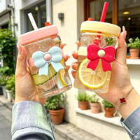 Meilleures ventes : Gobelet en verre coloré avec paille, portable, pour fêtes en extérieur, souvenirs de mariage, cadeaux, bouteille d'eau en verre, vente en gros