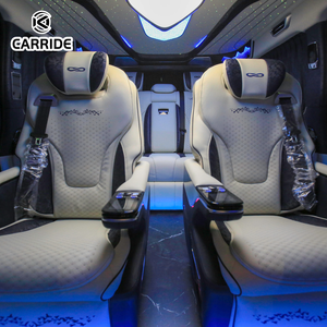 Minivan VIP Carride, intérieur personnalisé, sièges en cuir Nappa <span class=keywords><strong>cognac</strong></span>, plafond Galaxy, éclairage d'ambiance LED, sièges inclinables motorisés, rideaux d'intimité - Product Image 5