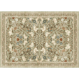 EIFFEL HOME Tapis en fibre de polyester à motif de plantes et de fleurs rétro américain, lavable en machine, imperméable, résistant aux taches, pour salon - Product Image 2
