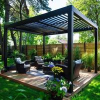 Pergola bioclimatique motorisée en aluminium, toit réglable, imperméable, intelligente et magique, pour extérieur