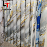 Mármol metálico Película de PVC dorado Película de decoración de transferencia de calor Rollo de estampado en caliente para fabricante de láminas de prensa al vacío Laminación dorada