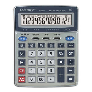 Comix C-1366 12 Digit Talking Calculator With <b>Calendar</b> Function For Student Office Use - Product Image 1