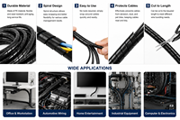 Tubo Espiral de Polietileno Blanco y Negro para Organización de Cables, Protector de Cables, Organizador Flexible de Cables, 8mm 220V