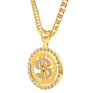 Alta calidad Hip Hop 70s 80s 90s accesorio chapado en oro dólar signo cadenas diamantes <span class=keywords><strong>de</strong></span> imitación para hombres rapero Digger <span class=keywords><strong>disfraz</strong></span> <span class=keywords><strong>de</strong></span> Halloween - Product Image 1