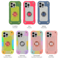 Étui de téléphone magnétique en silicone véritable imperméable anti-chute 3-en-1 robuste Rainbow pour 15 Pro Max