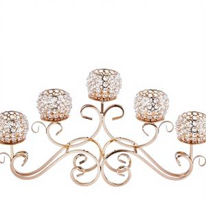 Support de bougie en acrylique lisse à 5 têtes, design miroir transparent, 118 cm, centre de table pour décorations de mariage - Product Image 1