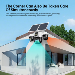 Caméras solaires 4G à 4 objectifs réels, 3 écrans, AOV 24/7, toujours connectées, faible consommation d'énergie, caméra de sécurité solaire sans électricité/réseau - Product Image 5