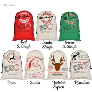 Benutzer definierte Weihnachts geschenk Strumpf Tasche wieder verwendbare Förderung große Kordel zug Baumwolle Santa Säcke Weihnachten 70x50
