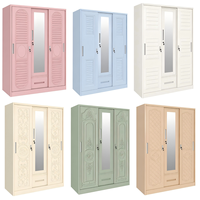 Armoire moderne à 3 portes en acier laminé à froid avec miroir pleine longueur et portes à motif gaufré pour rangement domestique – Vente directe usine