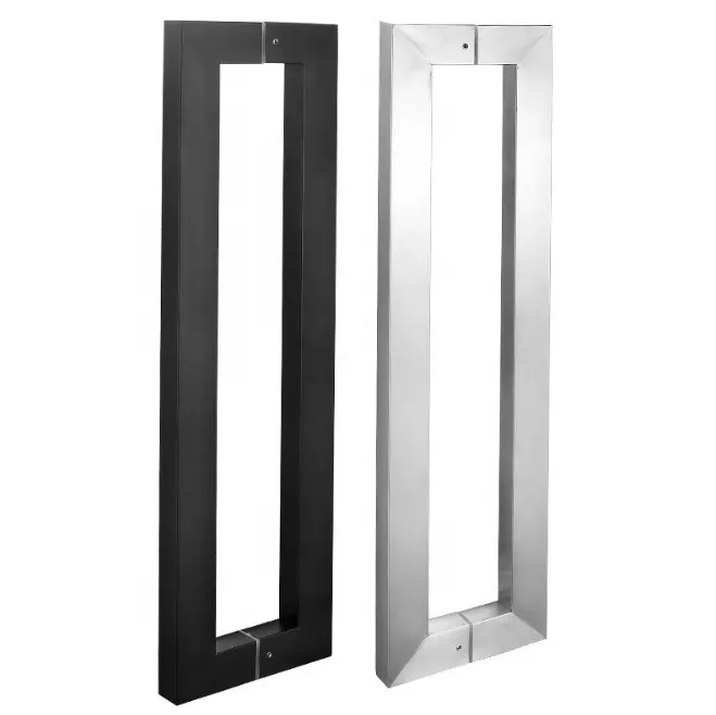 Poignée de porte de douche en verre CZ, en acier inoxydable, carrée, poignée noire, idéale pour porte de douche