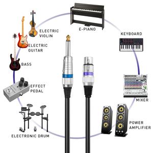 NAOMI 6.35 mm <strong>1</strong>/4" Mono to XLR Male Microphone Cable Quarter inch TS to XLR 3 Pin Unbalanced Interconnect Cable Blue&amp;Purple - Product Image 3